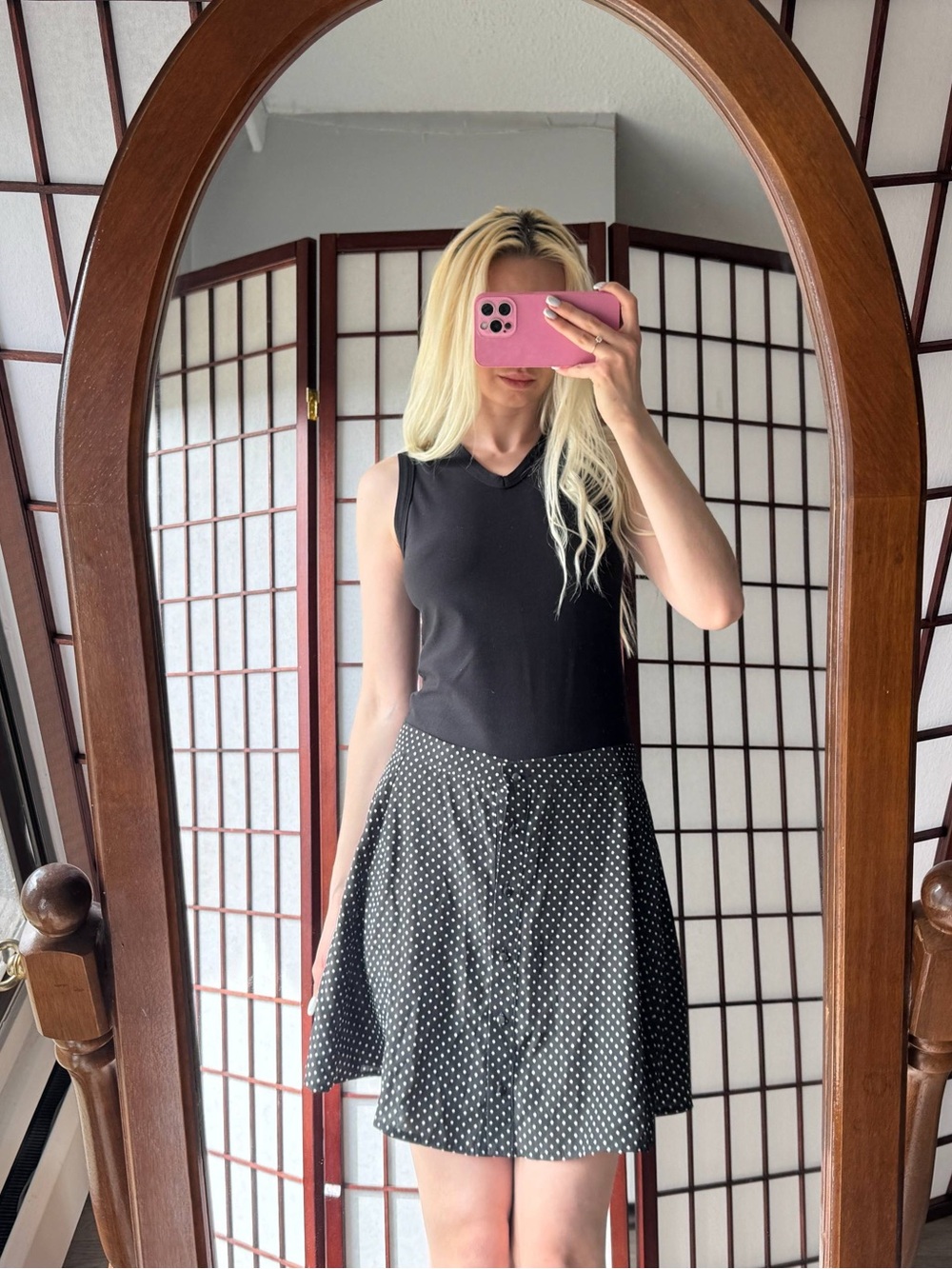 Bluenotes Black Polka Dot Skater Skirt